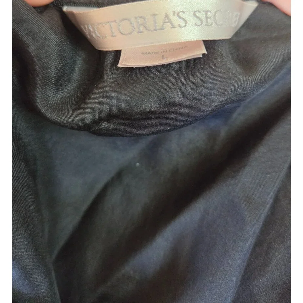 Victorias Secret Black Silk Babydoll Lingerie Large Cross-Stitch Cups Straps - Picture 4 of 8